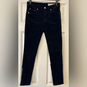 Rag & Bone Navy Velvet crop Pant with Zipper detail Size 26